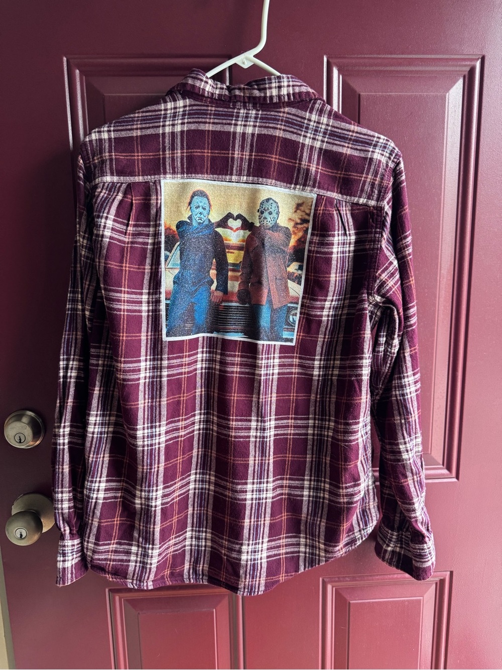 George Burgundy Plaid Button-Down Shirt with Jason/Michael Meyers